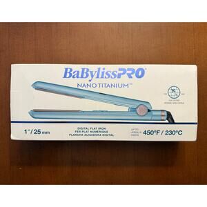 New BaByliss PRO Nano Titanium Flat Iron 1" Digital Ionic Hair Straightener 450°